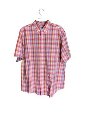 TravelSmith Men’s XL 100% Cotton Madras Plaid Short Sleeve Shirt